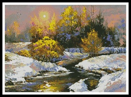 Winter Landscape Painting by Artecy printed cross stitch chart